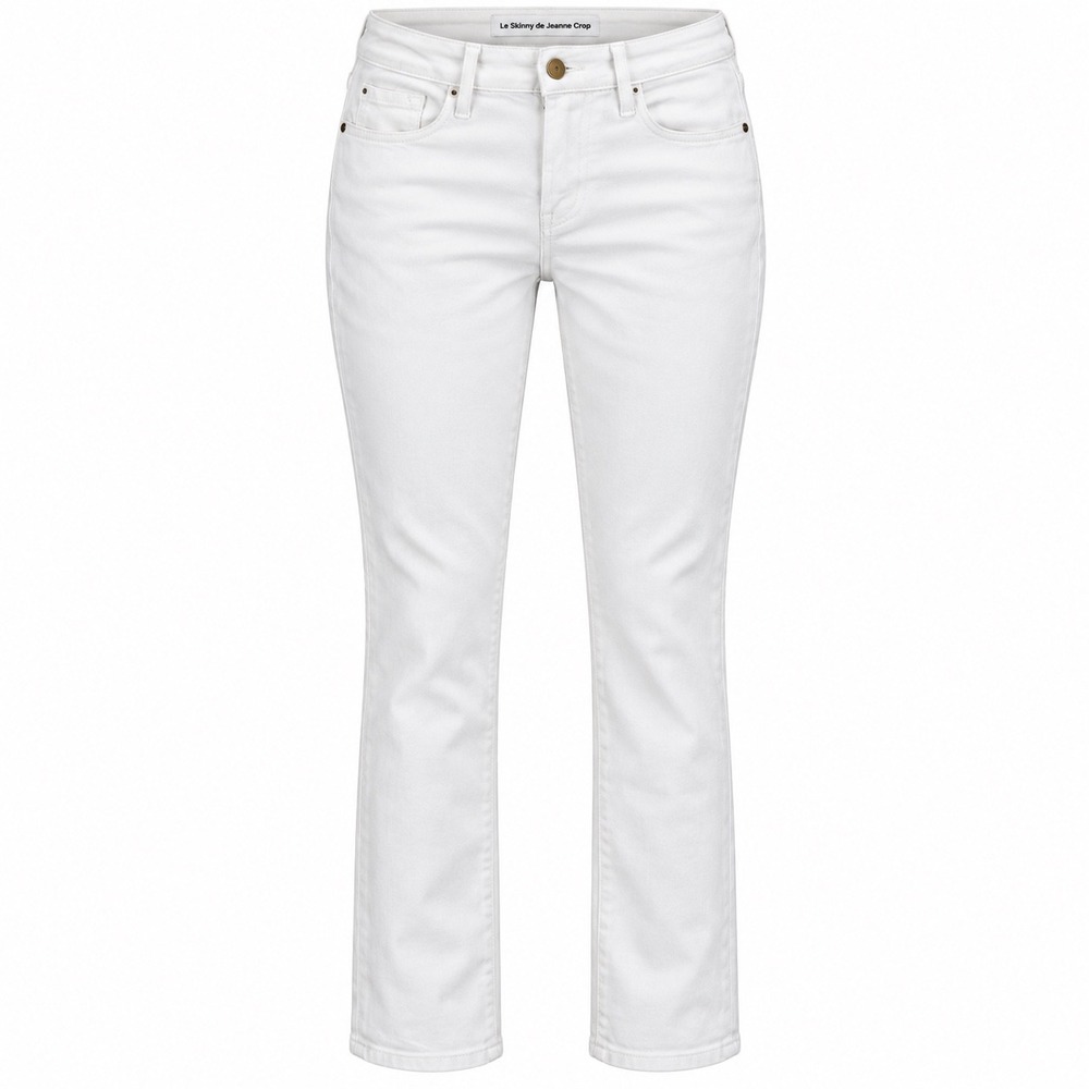 FRAME Womens Le Skinny de Jeanne Crop Jeans 29 Cotton White Blanc Stretch Denim